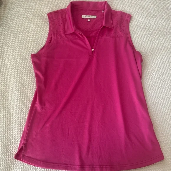 Pebble Beach Pink Sleeveless Polo Tank - Picture 1 of 4